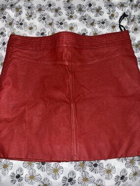 "Lab" Red Faux Leather Mini Skirt, Sz 14